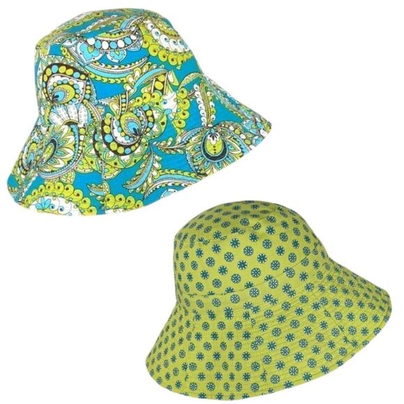 Vera Bradley Reversible Paisley Peacock Pattern Bucket Hat Sun Hat - Picture 1 of 10